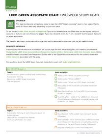 LEED Green Associate exam: Two week study plan syllabus  | U.S. Green Building Council Study Plan, Exam Study, Study Guides, Event Organization, Green Building, Study Guide, How To Plan, Building, Green