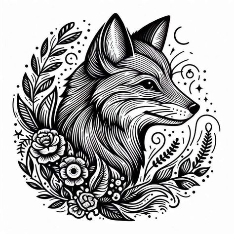 Fox Wood Burning, Fox Fire, Fox Tattoo Design, Cool Tattoo Drawings, Totem Animal, Gold Foil Art, Wood Wall Art Diy, Bear Tattoo, Fox Tattoo