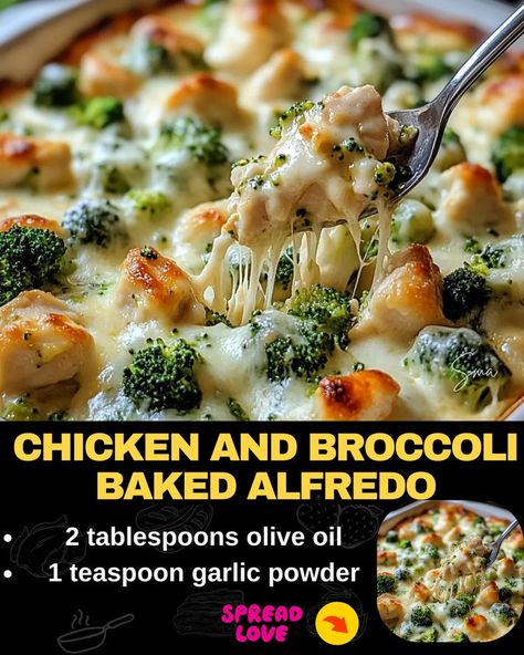 Chicken and Broccoli Baked Alfredo Baked Alfredo, Creamy Chicken And Broccoli, Beef Tips And Noodles, Baked Meatloaf, Alfredo Bake, Mexican Casserole Recipe, Chicken Alfredo Bake, Chicken Broccoli Alfredo, Broccoli Bake