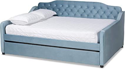 Full Daybed With Trundle, Queen Daybed, Platform Daybed, Full Daybed, Light Blue Velvet, Daybed Sets, Full Size Daybed, Daybed Bedding, Blue Velvet Fabric