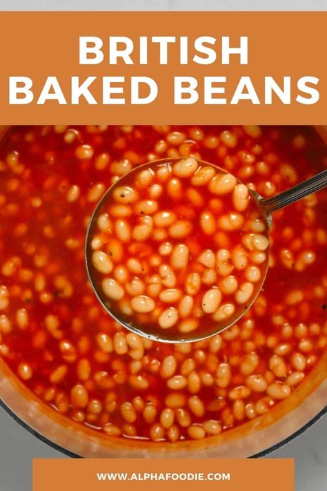 How to make homemade British baked beans (English breakfast style) with a combination of 8 ingredients and a simple method. This easy baked beans recipe contains no bacon and includes options for gluten-free and vegan baked beans – no matter your dietary requirements! Baked Beans Breakfast Ideas, British Beans Recipe, Heinz Baked Beans Recipe, English Beans Recipe, Savory Beans Recipe, How To Make Baked Beans, English Breakfast Beans Recipe, Diy Baked Beans, English Baked Beans