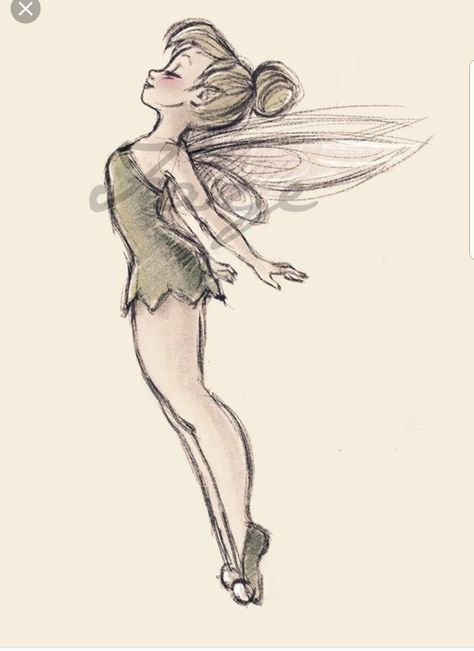 Tinkerbell Drawing, Penny Girl, Tattoo Disney, Disney Inspiration, Disney Drawing, Disney Drawings Sketches, Disney Tinkerbell, Fairy Drawings, Happy Painting