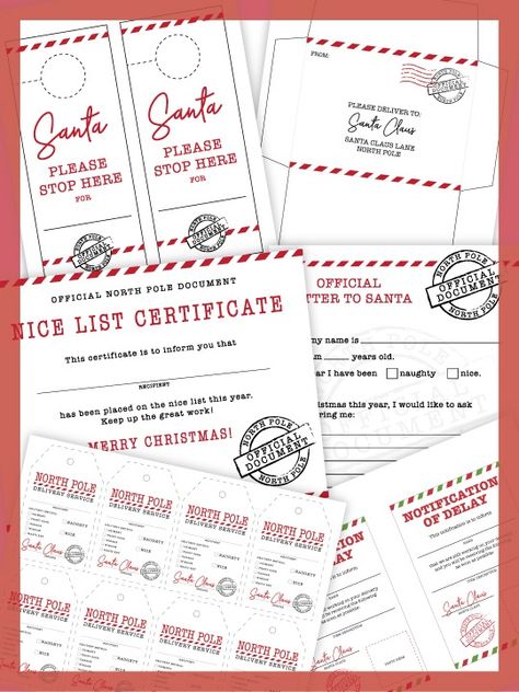 From signed gift tags to nice list certificates, door hangers and more, these free Santa printables will make your kids' Christmas extra... Santa Stamps Printable Free, From Santa Gift Tags, Stamps Printable, Santa Gift Tags Printable, Free Printable Envelopes, Nice List Certificate, Santa Gift Tags, Elf Letters, Christmas Eve Traditions