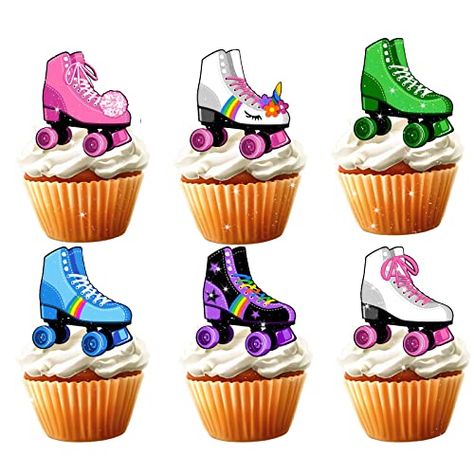 18pcs Roller Skate Cupcake Toppers for Boys Girls Baby Shower Throwback 1990s Party Favors Cupcake Decorations 90s 80s Roller Skating Happy Birthday Party Supplies Roller Skate Party Ideas, 80s Roller Skating, Skate Party Ideas, 1990s Party, Products Design Ideas, Roller Skate Party, Roller Skating Party, Cupcake Decoration, Cupcake Decorations