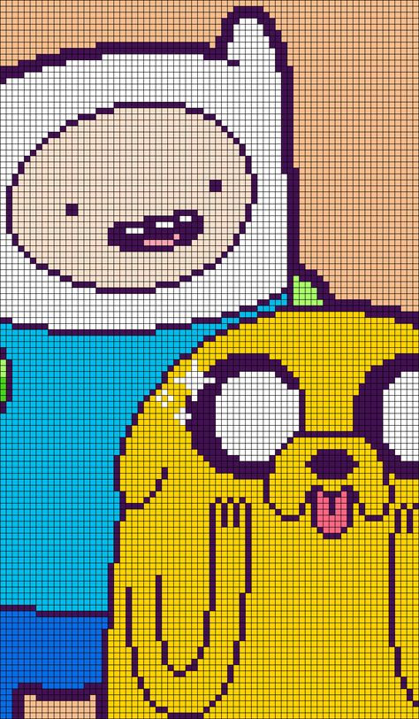 Jake The Dog Pixel Art, Adventure Time Tapestry, Adventure Time Tapestry Crochet, Adventure Time Grid Pattern, Adventure Time Alpha Pattern, Adventure Time Pixel Art, Jake Cartoon, Adventure Time Crochet, Finn Jake