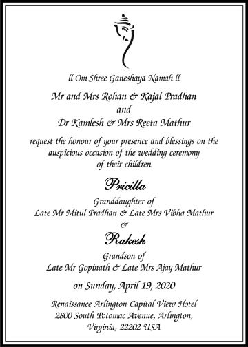 Hindu Wedding Invitation Card Wordings - Parekh Cards Hindu Wedding Invitation Wording, Wedding Invitation Card Wording, Indian Wedding Invitation Wording, Wedding Card Format, Wedding Invitation Quotes, Sample Wedding Invitation Wording, Wedding Planning Gifts, Wedding Card Wordings, Wedding Invitation Format