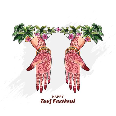 Teej Festival Poster, Haryali Teej Decoration, Mehndi Background, Mehndi Illustration, Haryali Teej, Happy Teej, Holi Background, Hariyali Teej, Groom Cartoon