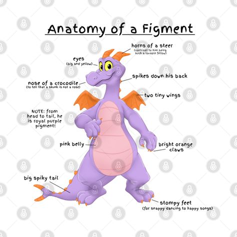 Anatomy of A Figment - Figment - T-Shirt | TeePublic Figment Classroom, Figment Disneybound, Figment Tattoo, Figment The Dragon, Disney Figment, Figment Disney, Disney Vinyl, Minion Christmas, Happy Song