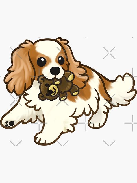 Cavalier Drawing, Cartoon Spaniel, Cavalier King Charles Spaniel Drawing, Cocker Spaniel Tattoo, Cavalier Dog, Cavalier King Spaniel, King Spaniel, Kawaii Tattoo, Crochet Fairy