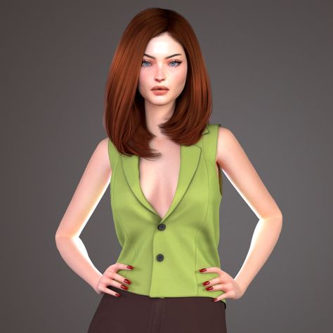 Zoey Vest Sims 4 Vest, Clothes Cc, Jean Vest, Maxis Match, Vest Top, Womens Vest, Sims 4, Mesh, Clothes