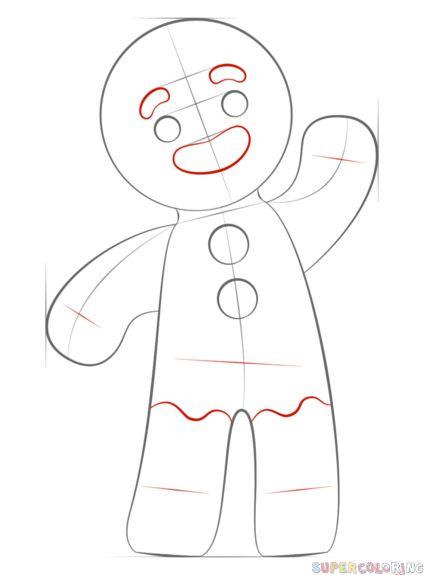 How To Draw Gingerbread Man, How To Draw A Gingerbread Man, Gingerbread Cookies Drawing, Gingerbread Doodle, Gingerbread Man Painting, Draw A Gingerbread Man, Shrek Gingerbread Man, Gingerbread Man Shrek, Gingerbread Man Art