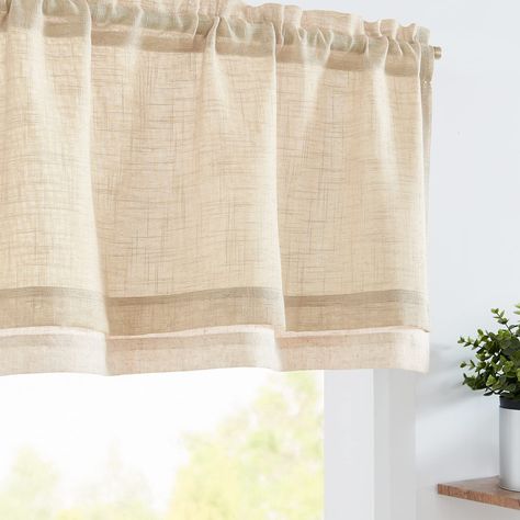 PRICES MAY VARY. Ready Made: Package includes 1 panel double layer valance curtain, each panel measuring 50"W x 16"L. Each panel has 2 inch high pole pocket, which works well with tension rods or normal rods, easy to install and slide. It is recommended to use a rod with a diameter of 1 inch or less. Simple pleats on the rod pocket add an elegant look. Farmhouse Double Layer Valance: The front layer is sheer fabric with slub, and the back layer is linen blend fabric. The weave of threads in vary Farmhouse Valances, Country Valances, Farmhouse Valance, Sheer Valances, Valances For Living Room, Linen Valances, Cafe Curtain, Kitchen Valances, Valance Window Treatments