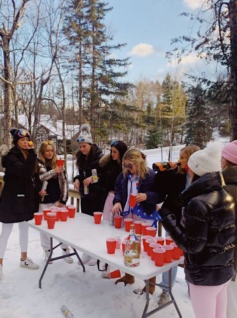 @etarleton | pureluxuriess College Party Aesthetic, Ski Party, Party College, Ski Aesthetic, Bestie Pics, 17th Birthday Ideas, Apres Ski Party, College Acceptance, American Teen