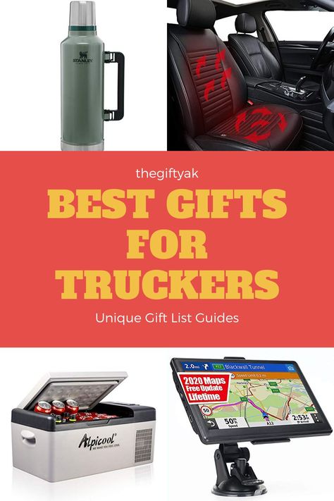 Best Trucker Drivers Gifts and Trucker Gifts DIY. The most comprehensive list of 29 best trucker gift ideas that will spoil your dad or husband rotten! Make him feel like he's at home while he's driving on the road. He'll believe he was with you. Check out the list: https://thegiftyak.com/gift-ideas/29-comfortable-gift-ideas-for-trucker-drivers-road-warriors/ Gifts For Truckers Truck Drivers, Gifts For Truck Drivers Men, Gifts For A Truck Driver, Truck Driver Gifts Basket, Trucker Appreciation Week Ideas, Truck Driver Appreciation Week Ideas, Truck Driver Organization Ideas, Gifts For Truck Guys, Trucker Essentials