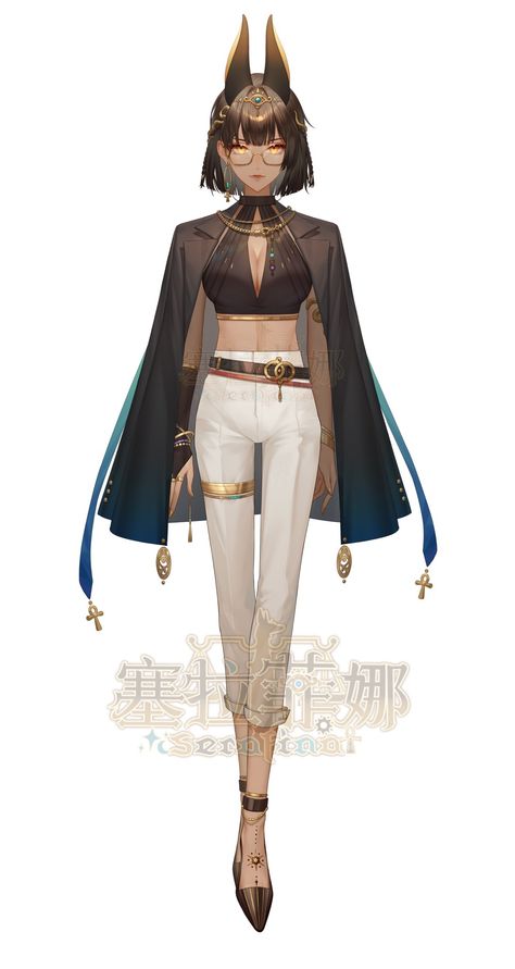 Female Anubis Art, Egyptian Clothes Women, Egyptian Clothing Women, Egyptian Character Design, Egyptian Outfit, Egypt Outfits, Egypt Girls, Egypt Design, Egyptian Clothing