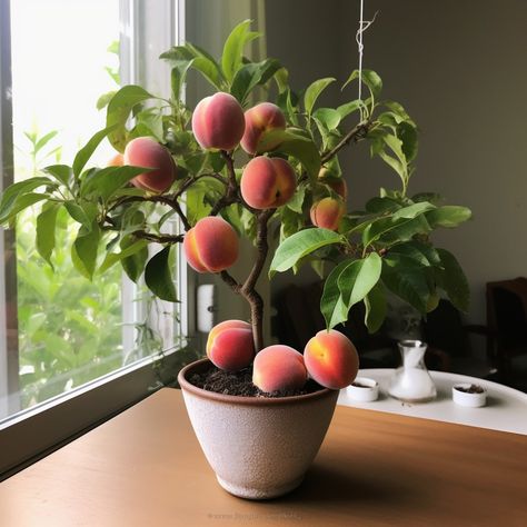 Potted Fruit Trees Container Gardening, Indoor Peach Tree, White Peach Tree, Indoor Fruit Plants, Peach Tree Flowers, Desserts Peach, Peach Cakes, Cobbler Peach, Peach Cake Recipes