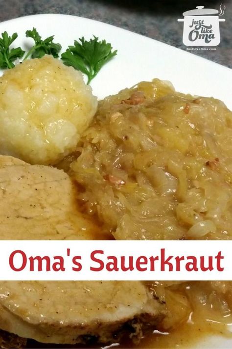 Delicious German Sauerkraut, http://www.quick-german-recipes.com/recipe-for-sauerkraut.html, done the German way! Recipe For Sauerkraut, German Sauerkraut Recipe, German Sauerkraut, German Food Authentic, Sauerkraut Recipe, Oktoberfest Food, Sauerkraut Recipes, Austrian Recipes, Diner Recept