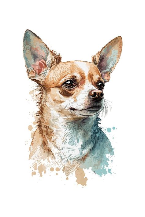 A watercolor portrait of a Chihuahua dog, perfect for a Chihuahua dog lover Painting Clipart, Dogs Watercolor, Dogs Clipart, Dog Watercolor Painting, Animal Paintings Acrylic, Pet Portrait Paintings, Dog Coloring Book, Dog Portraits Art, Watercolor Dog Portrait