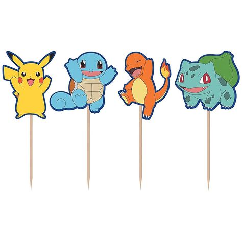 PRICES MAY VARY. ICONIC DESIGN: These picks are adorned with the iconic Pokemon characters in assorted designs, bringing a beloved Pokemon theme to your party decor. HIGH-QUALITY MATERIAL: Made from durable wood and cardstock, these picks are designed to withstand the rigors of a busy party without bending or breaking. Safe for Kids: Crafted with child safety in mind, these pic PERFECT SIZE: Measuring 3.5 inches in height, these picks are ideal for use with cupcakes, appetizers, and other small Pokemon Party Supplies, Pokemon Cupcakes, Pokemon Decor, Pokémon Birthday, Pokemon Diy, Pokemon Cake, Balloon Kits, Pokemon Theme, Pokemon Party