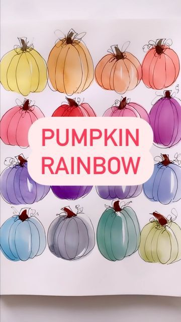 Watercolor Pumpkins For Kids, Easy Watercolor Pumpkins, November Watercolor Ideas, Watercolor Pumpkins Tutorial, Easy Fall Watercolor, Pumpkin Art Painting, Halloween Watercolors, Watercolor Halloween Art, Halloween Watercolor Art