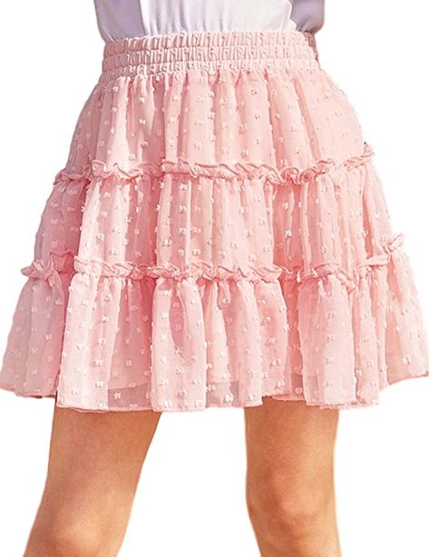 Amazon.com: Arshiner Pleated Skirt Girls Elastic Waist Ruffle Flowy Cute A Line Tiered Mini Flared Short Skirts 5-14T Purple : Clothing, Shoes & Jewelry Flowy Mini Skirt With Ruffles, Flowy Ruffled Mini Skirt, Spring Full Ruffled Mini Skirt, Frilly Skirt Outfit, Spring Flowy Ruffled Mini Skirt, Pink Ruffled Tiered Mini Skirt, Purple Clothing, Girls Denim Shorts, Skirt Fits