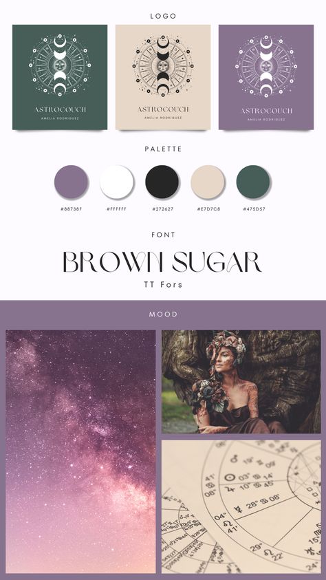 #Green #Purple #Ivory #Magic #Moodboard #Branding #Logotype #Instagram #Story Brand Colors Mood Boards, Magical Colour Palette, Purple Branding Colour Palettes, Pink And Purple Branding, Purple Brand Palette, Purple And Green Branding, Purple Brand Color Palette, Purple Branding Board, Spiritual Color Palette