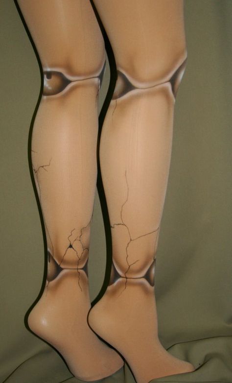 Broken old fashioned ball jointed doll tights by beadborg on Etsy, $40.00 Doll Tights, Broken Doll Halloween, Creepy Doll Costume, Doll Joints, Aerial Costume, Lipstick Nail, Medical Fashion, Doll Halloween Costume, Broken Doll