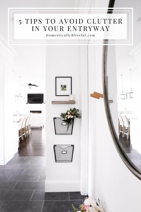 Small Entryway Storage Ideas Modern, Mirror In Mudroom Entrance, Entryway Wall Hooks And Bench, Entryway Storage Mirror, Round Mirror And Shelf Wall Decor, Mudroom With Mirror, Mail Basket Ideas Entryway, Small Wall Entryway, Small Entry Wall Decor Ideas