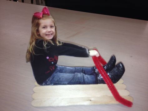 Sled Crafts For Kids, Sled Pictures, School Ornaments, Early Preschool, Sleds For Kids, Winter Sleds, Student Picture, Substitute Teaching, December Crafts