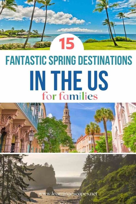 A handpicked selection of 15 of the best US family vacation destinations for spring break with kids Spring Break With Kids, Spring Break Destinations Families, Us Family Vacations, Spring Break Kids, Spring Break Vacations, Spring Break Destinations, Spring Getaway, Spring Family, Family Vacation Destinations