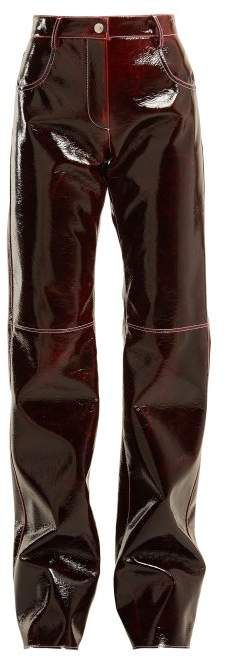 Msgm - Relaxed Crinkle Effect Vinyl Trousers - Womens - Burgundy Vinyl Trousers, Vetements Shoes, Glamouröse Outfits, Denim On Denim, Mode Kpop, Modieuze Outfits, Mode Streetwear, Mode Vintage, Stage Outfits