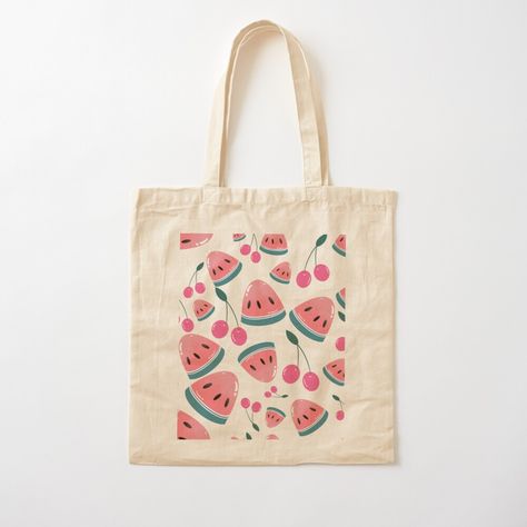 Get my art printed on awesome products. Support me at Redbubble #RBandME: https://www.redbubble.com/i/tote-bag/Watermelon-and-berry-by-Dinablal/116993096.P1QBH?asc=u Tote Bag Painting Ideas Summer, Summer Tote Bag Design, Tote Bag Drawing Ideas, Casual Hand Painted Cotton Bag, Tote Bag Drawing, Fruit Tote Bag Painting, Artistic Summer Canvas Tote Bag, Cute Strawberry Print Tote Bag, Fruit Tote Bag