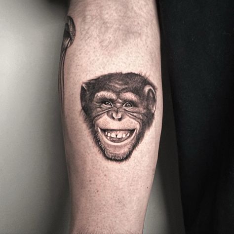 Small monkey ape tattoo portrait roseftattoo from nastyfoxtattoo in bristol uk Monkey Hand Tattoo, Realistic Monkey Tattoo, F Tattoo, Monkey Tattoo, Small Monkey, Tattoo Portrait, Monkey Tattoos, Bristol Uk, Hand Tattoo