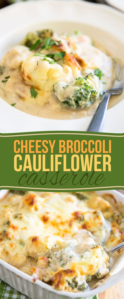 This healthier Cheesy Broccoli Cauliflower Casserole is a delicious way to sneak more cauliflower and broccoli into your kids' diet, and probably yours too! Chicken Broccoli Califlour Casserole, Cheesy Broccoli Cauliflower Casserole, Broccoli And Cauliflower Casserole, Broccoli Cauliflower Bake, Cheesy Broccoli Cauliflower, Broccoli Cauliflower Casserole, Cauliflower Bake, Cauliflower And Broccoli, Recipes Broccoli