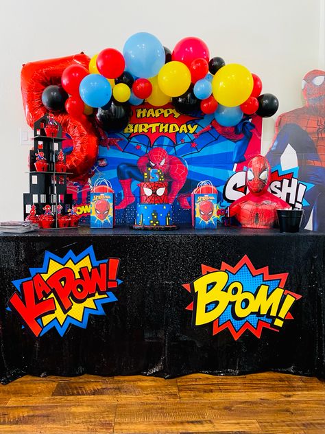 Spider Man Birthday Party Decor, Spiderman Party Table, Spiderman Party Table Decor, Spider Man Birthday Theme, Spider Man Birthday Table Decorations, Spider Man Party Table Decor, Spider Man Party Ideas Decoration, Spiderman Birthday Table Decor, Spider Man Cake Table