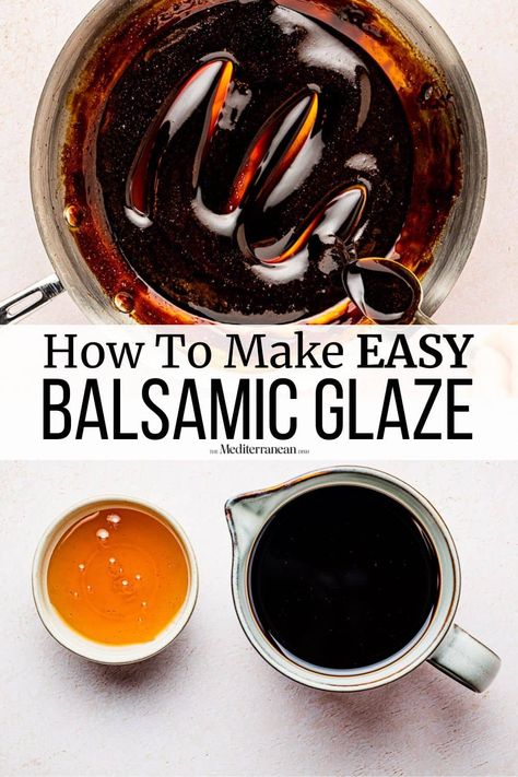 Balsamic glaze adds complex flavor in just a drizzle. Learn how to make a balsamic reduction with this easy balsamic glaze recipe. Basalmic Glaze, Balsamic Glaze Recipe, Balsamic Reduction Recipe, Grape Vinegar, Balsamic Glaze Recipes, Caprese Recipes, Salad Dressing Recipes Healthy, The Mediterranean Dish, Homemade Sauce Recipes