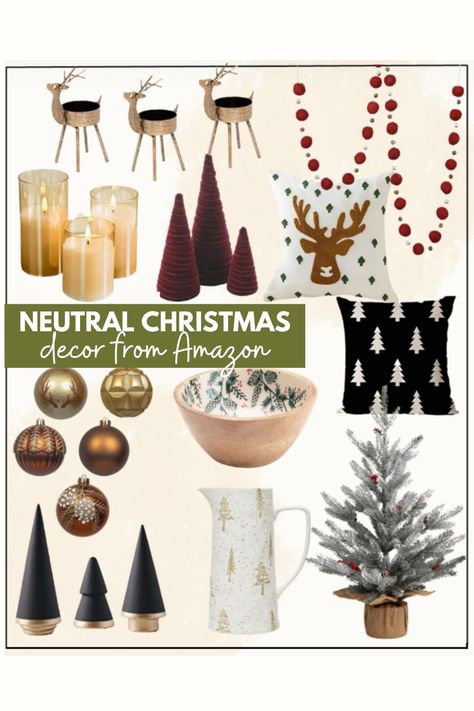 Walmart Christmas Decor 2022, Christmas Decor 2022, Cozy Christmas Living Room Decor, Amazon Christmas Decor, Amazon Christmas Decorations, Decor From Amazon, Neutral Holiday Decor, Christmas Decor Trends, Welcome To Christmas