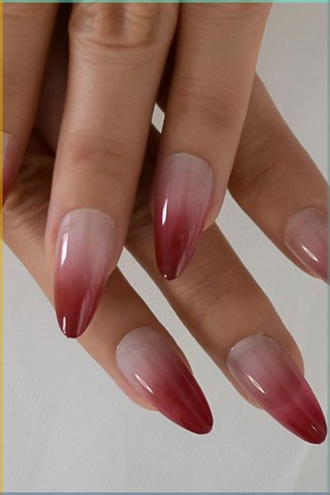 nail art Red Ombre Nails, Long Nail Designs, Short Square Nails, Blush Nails, Ombre Nail Designs, Nail Art Ombre, Gradient Nails, Oval Nails, Cute Nail Designs