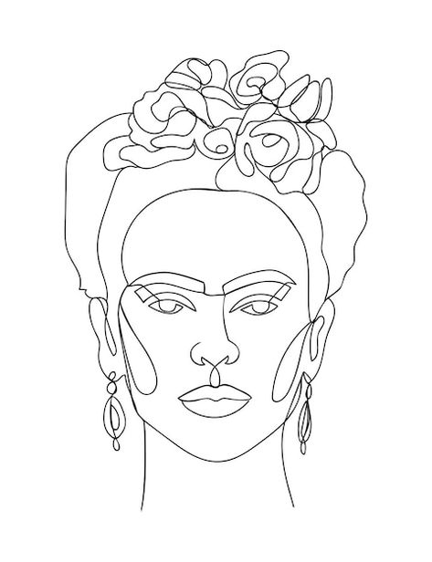 Frida Kahlo Embroidery Pattern, Frida Kahlo Outline, Frida Kahlo Embroidery, فريدا كاهلو, Frida Kahlo Drawing, Frida Kahlo Tattoo, Frida Tattoo, Frida Kahlo Tattoos, Woman Embroidery