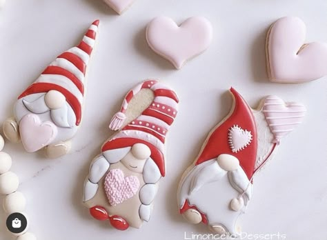 Valentine Gnome Cookies Decorated, Gnome Sugar Cookies, Sugar Cookie Valentines, Valentine Day Cookies, Gnome Cookies, Cookie Valentines, Valentines 2024, Valentine Cake Pop, Valentines Day Sugar Cookies