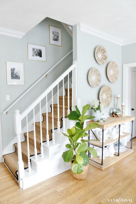 Coastal Kitchen Dining Area Summer Updates - Sand and Sisal Coastal Farmhouse Decor, Coastal Living Rooms, Coastal Bedrooms, Brush Painting, Coastal Kitchen, Fiddle Leaf, Coastal Living Room, Air Brush, Coastal Farmhouse