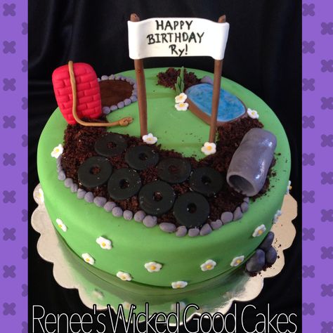 Obstacle course birthday cake! Renee's WICKED GOOD Cakes - like us on facebook! Follow us on instagram @renees_wicked_good_cakes Obstacle Course Party, Army Birthday Parties, Good Cakes, Sports Themed Cakes, Kids Obstacle Course, Army's Birthday, Nerf Party, Sport Cakes, 40th Birthday Cakes