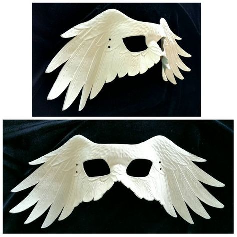 White Leather Raven Wing Mask by GriffinForge on Etsy Wing Mask, Painted Masks, Masquerade Outfit, Raven Wings, Owl Costume, White Raven, Bird Masks, Mask Masquerade, Leather Mask