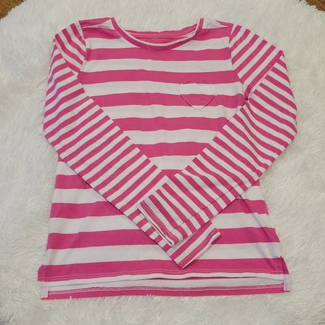 Really, Really Cute T-Shirt That My Daughter Never Wore. Pink & White Stripes W/ Cute Heart Detail @ Pocket. Soft & Comfy. Perfect Condition. Size 10/12 White Long Sleeve Shirt With Contrast Stripes, Pink Y2k Long Sleeve T-shirt, Trendy Striped Long Sleeve T-shirt, Pink Striped Long Sleeve Shirt, Pink Long Sleeve T-shirt With Heart Graphic, Striped Long Sleeve Tee, Girls Stripes, Pink And White Stripes, Striped Long Sleeve Shirt