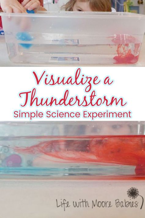 Help your kids visualize what happens during a thunderstorm with this simple, science experiment. #science #homeschool #weather Weather Related Science Experiments, Storm Science Experiment, Tornado Science Experiment For Kids, Extreme Weather Activities For Kids, Severe Weather Activities For Kids, Thunderstorm Craft, Weather Science Experiments For Kids, Tornado Experiment, Weather Homeschool