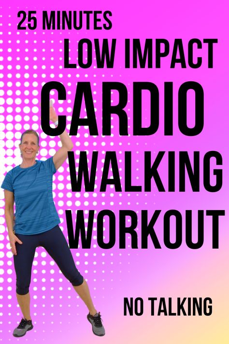 25 min Low Impact Cardio Walking Workout with no equipment, no floor exercises, no squats & no jumping. Low Impact Workout At Home, Workout With No Equipment, Walking Cardio, Dance Exercises, Walk At Home, Walking Workouts, Low Impact Cardio Workout, Senior Exercises, Floor Work