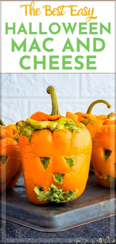 Spice up your Halloween with these vibrant green mac and cheese stuffed peppers! Carved like jack-o-lanterns, these peppers are perfect for adding a bit of spooky flair to your Halloween food mac n cheese spread. They're super easy to make and a great way to incorporate some hidden veggies into a meal that both kids and adults will enjoy. Green Mac N Cheese, Food Art Activities, Halloween Mac And Cheese, Food Art Breakfast, Mac And Cheese Ideas, Green Mac And Cheese, Food Art Lunch, Mac And Cheese Muffins, Food Art Bento