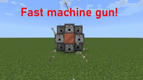 In this video I am going to show you how to make a rapid fire machine gun or turret in minecraft without using mods. This gatling gun also works in minecraft PE. Minecraft Tutorials, Minecraft Tips, Minecraft Pe, Minecraft Tutorial, Minecraft