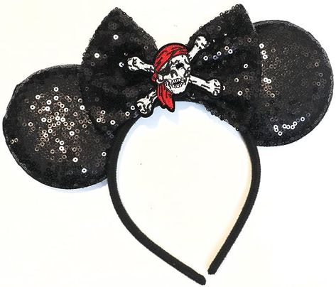 Amazon.com: CLGIFT Pirate Minnie Ears, Cruise ears, Pirate Minnie Ears, Silver Black blue minnie ears, Rainbow Sparkle Mouse Ears,Classic Red Sequin Minnie Ears (Pirate) : Clothing, Shoes & Jewelry Mini Mouse Ears, Mickey Mouse Headband, Beaded Gloves, Stitch Ears, Pirate Accessories, Minnie Ears Headband, Halloween Accessories Hair, Cross Bones