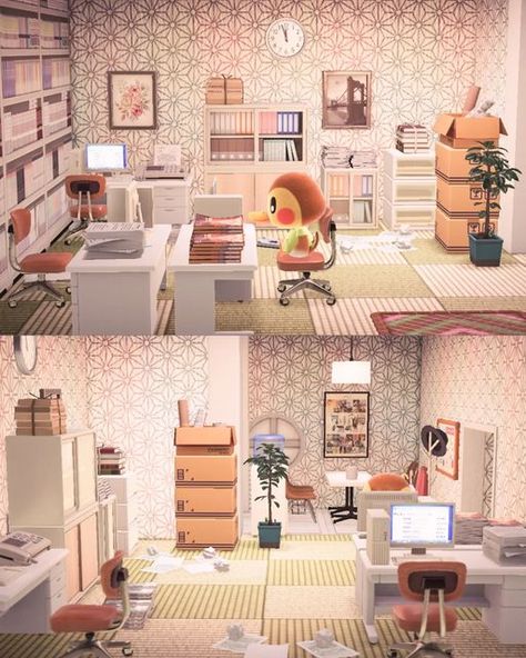 Acnh Office, Villagers Acnh, Acnh Builds, Acnh Hhp, Acnh Inspo, Cute Office, Animal Crossing Game, All About Animals, Animal Crossing Qr